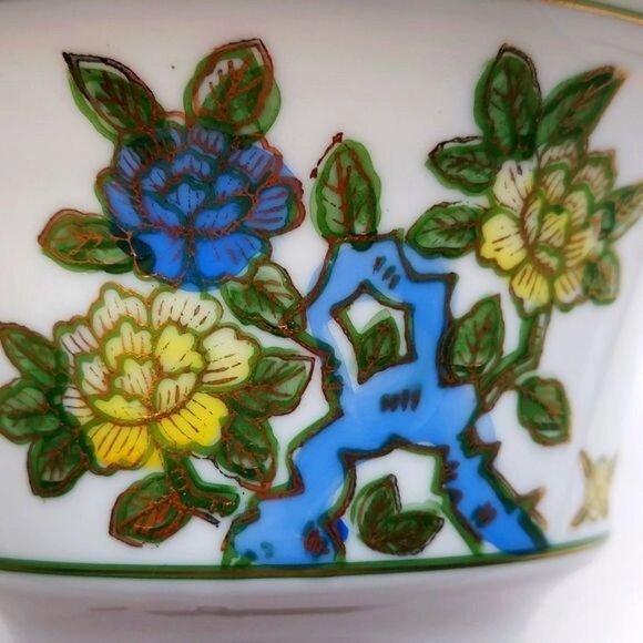 Andrea by Sadek Hand Painted Porcelain Floral Butterfly Rice Serving Bowl #9399 - Picture 8 of 8